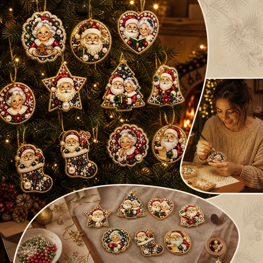 DIY Christmas Ornaments for Xmas Tree Hangings- Pearl Art Kits for Adults, Christmas Ornaments Set of 12, 2.76 Inch