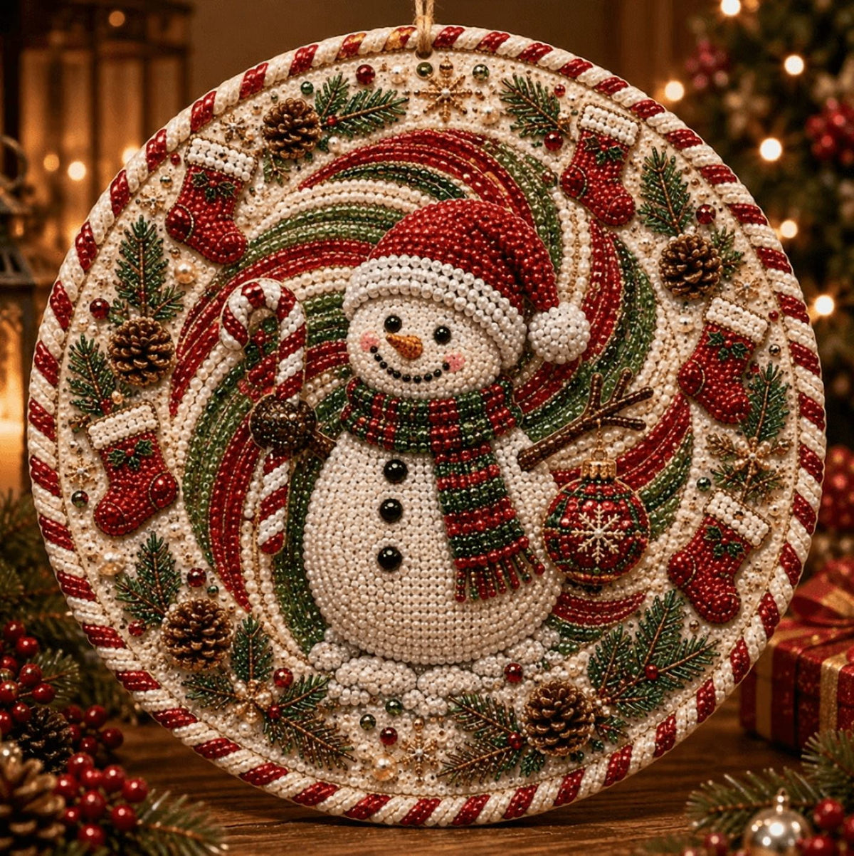 Christmas in July DIY Diamond Art Hanging Ornament – Handmade Sparkling Christmas Keepsake Quiet Leisure Craft for Summer Rainy Afternoons