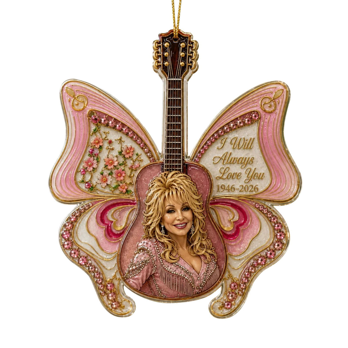 Dolly Memorial Acrylic Christmas Ornament Themed Christmas Ornament for Tree Car Office Home Dolly Themed Xmas Hanging Decor Country Music Holiday Decoration Gift