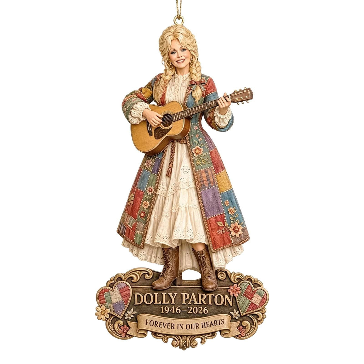 Dolly Memorial Acrylic Christmas Ornament Themed Christmas Ornament for Tree Car Office Home Dolly Themed Xmas Hanging Decor Country Music Holiday Decoration Gift