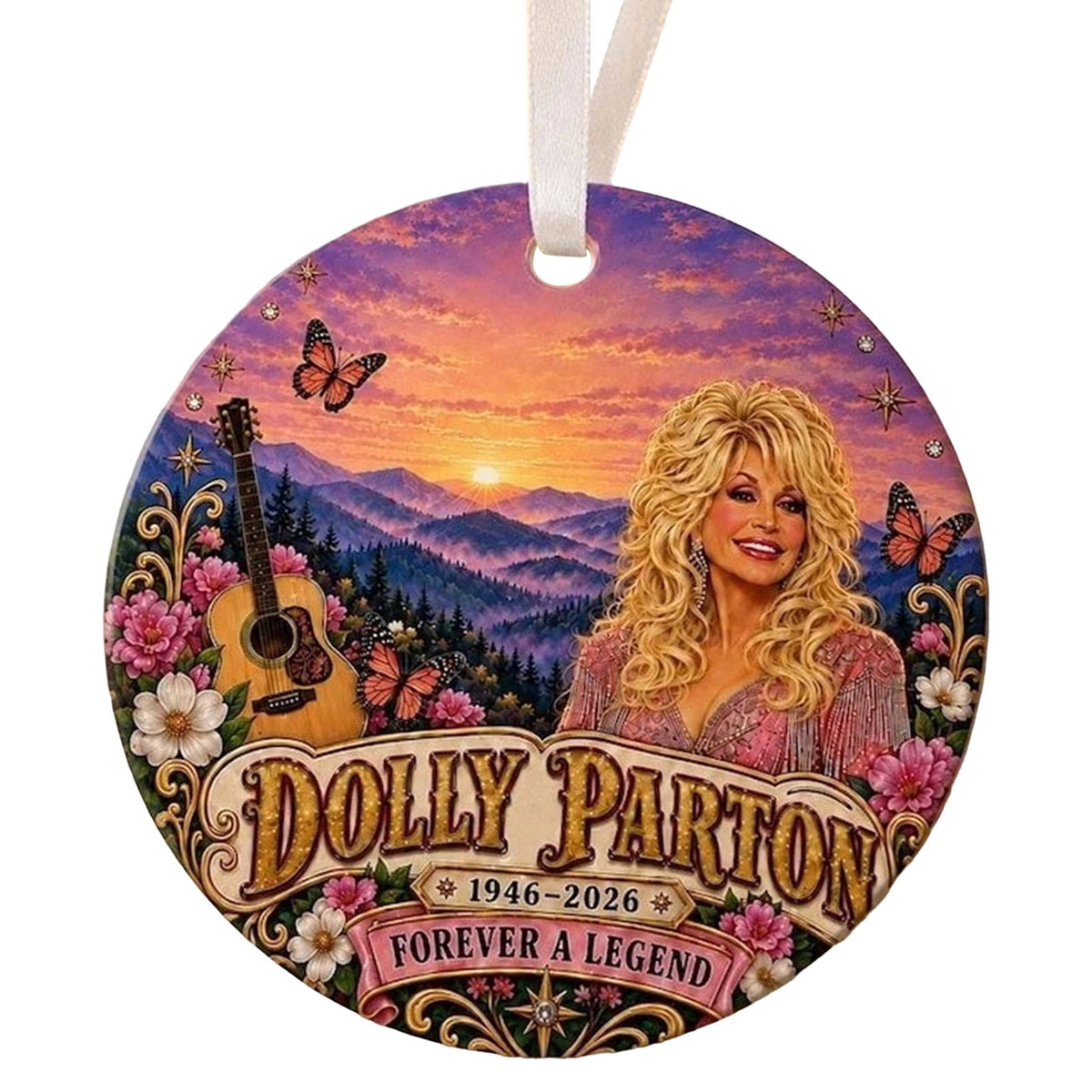 Dolly Memorial Acrylic Christmas Ornament Themed Christmas Ornament for Tree Car Office Home Dolly Themed Xmas Hanging Decor Country Music Holiday Decoration Gift