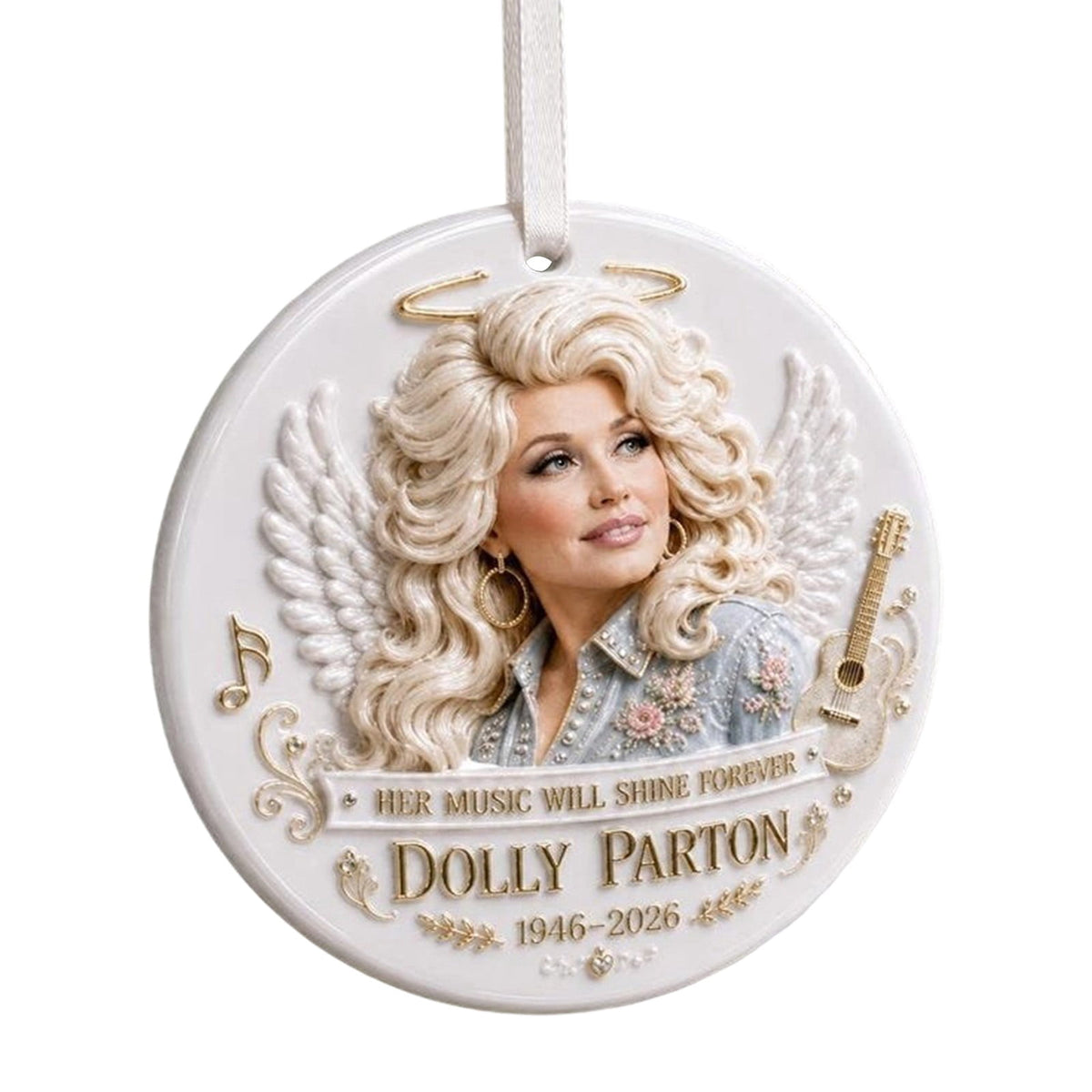 Dolly Memorial Acrylic Christmas Ornament Themed Christmas Ornament for Tree Car Office Home Dolly Themed Xmas Hanging Decor Country Music Holiday Decoration Gift