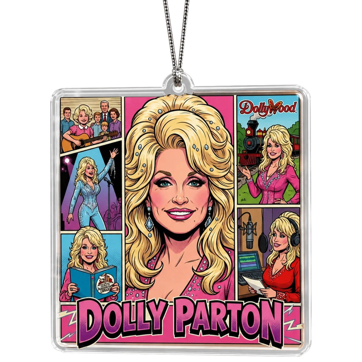 Dolly Memorial Acrylic Christmas Ornament Themed Christmas Ornament for Tree Car Office Home Dolly Themed Xmas Hanging Decor Country Music Holiday Decoration Gift