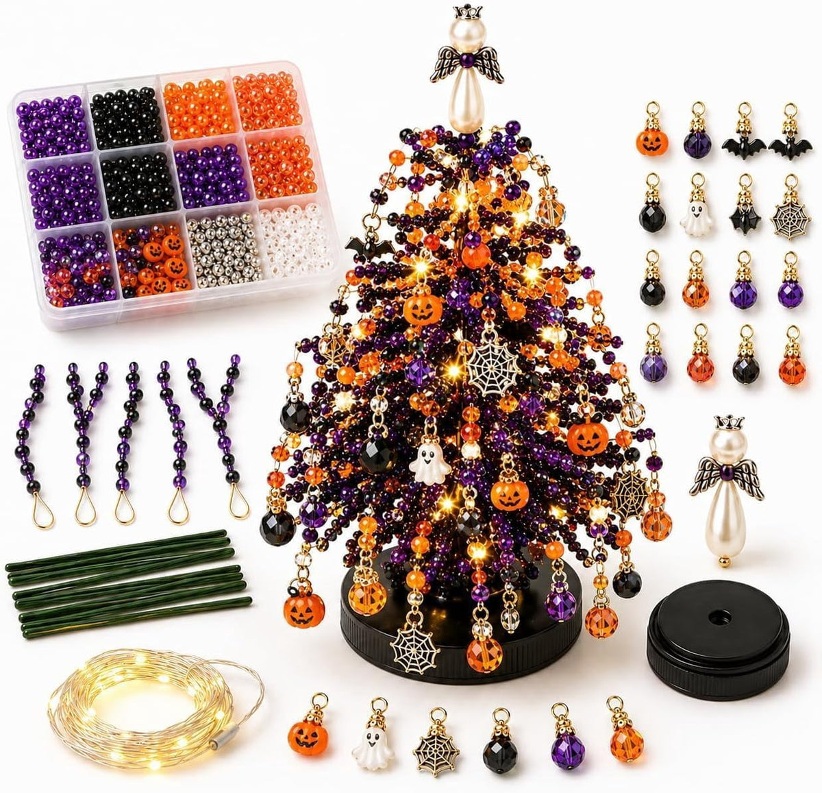 2026 New DIY Beaded Christmas Tree Kit, 3D Crystal Bead and Pearl Craft Set for Adults with Metal Frame, Sparkling Tabletop Christmas Decor, Holiday Gift