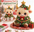 MYUNNIL Christmas Highland Cow 3D Pearl Bead Kit, Small Cute Beginner Friendly Complete Animal Themed Handcraft Set, Fun Whimsical Decorative Ornament for Home Decor & Holiday Gift, ( Xmas Tree )