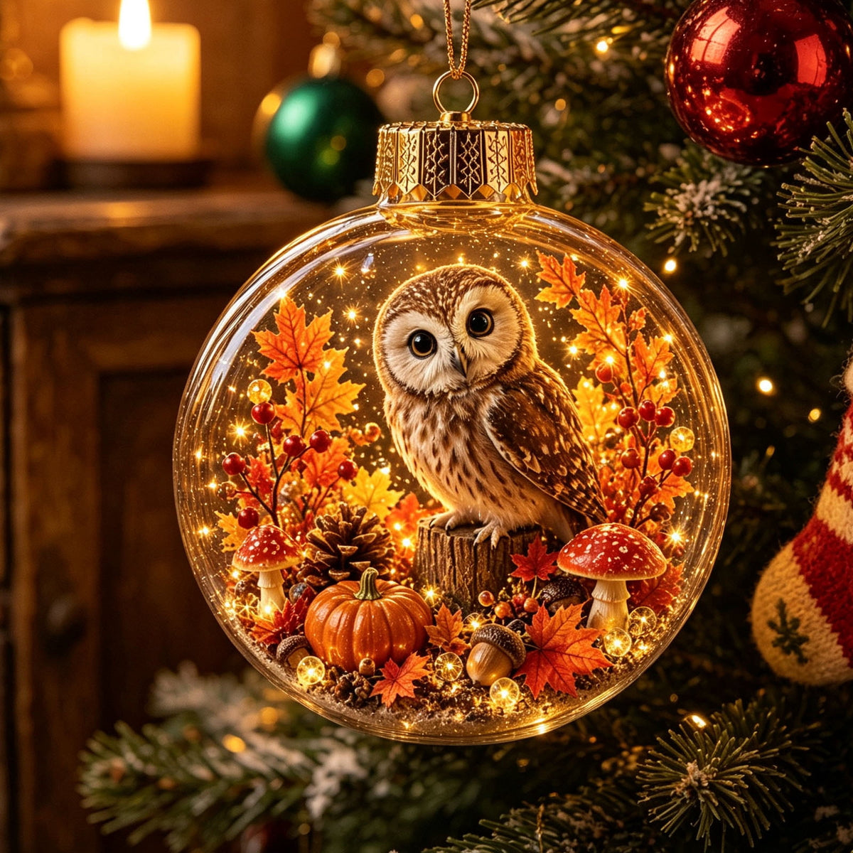 Mivyn Glowing Christmas Story Ornament, 4"Light-Up Mini Holiday Scene with Warm LED Light, Festive Keepsake Gift for Home Christmas Party Decoration,1PCS,