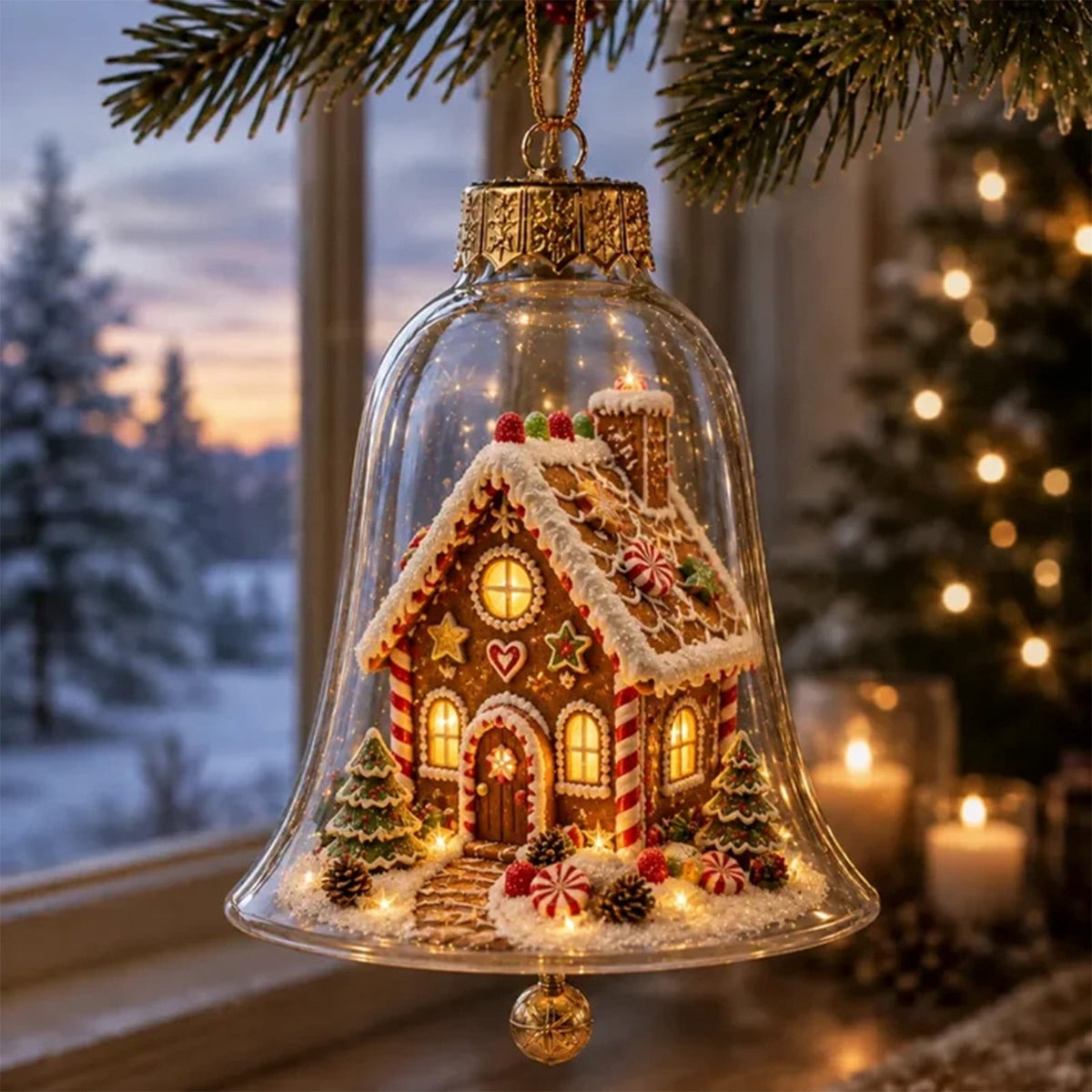 Mivyn Glowing Christmas Story Ornament, 4"Light-Up Mini Holiday Scene with Warm LED Light, Festive Keepsake Gift for Home Christmas Party Decoration,1PCS,