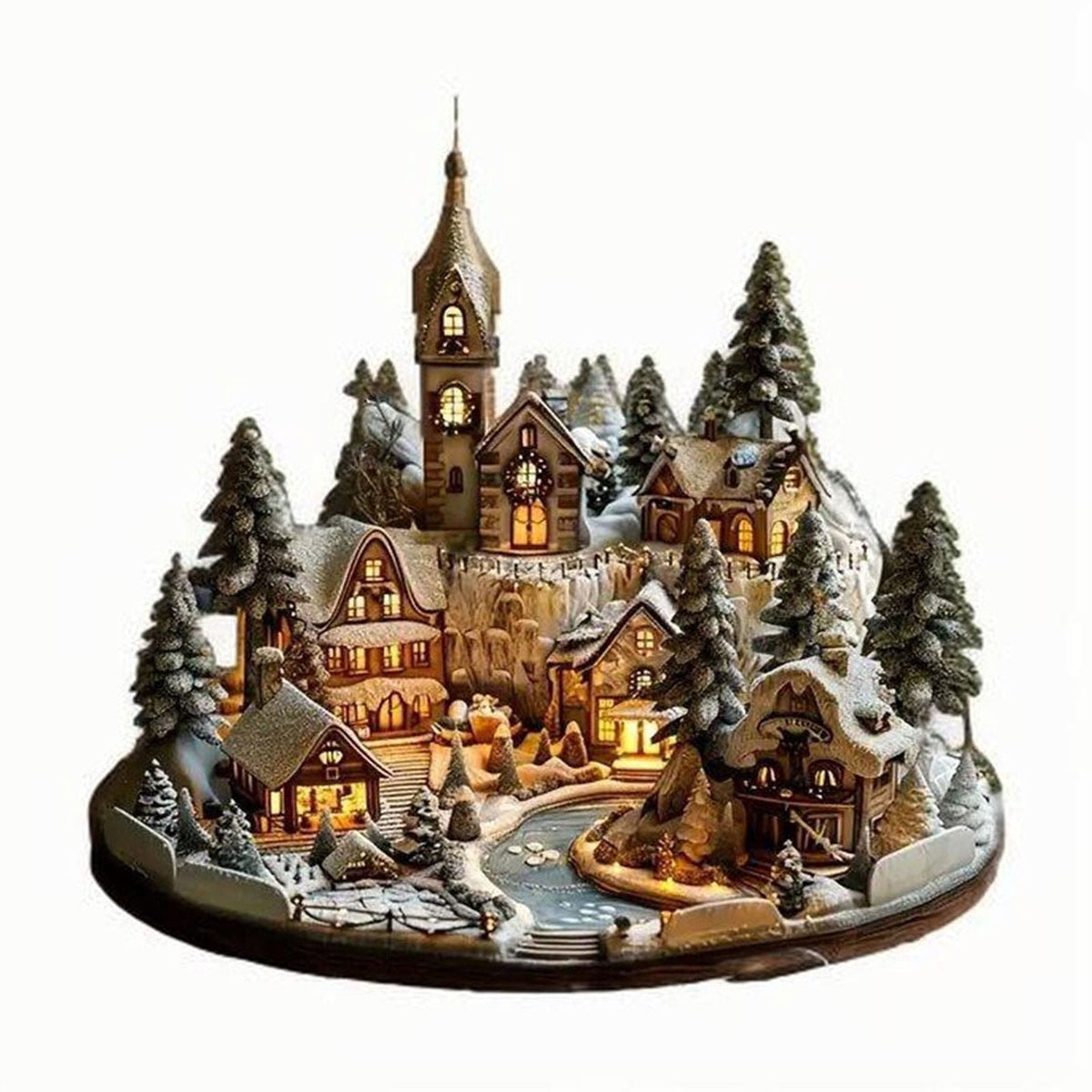 PEIBang Christmas Table Decorations,Snow House Decor Christmas Centerpiece,Christmas Village Houses for Home Office
