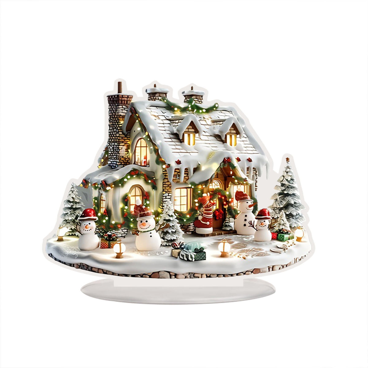 PEIBang Christmas Table Decorations,Snow House Decor Christmas Centerpiece,Christmas Village Houses for Home Office