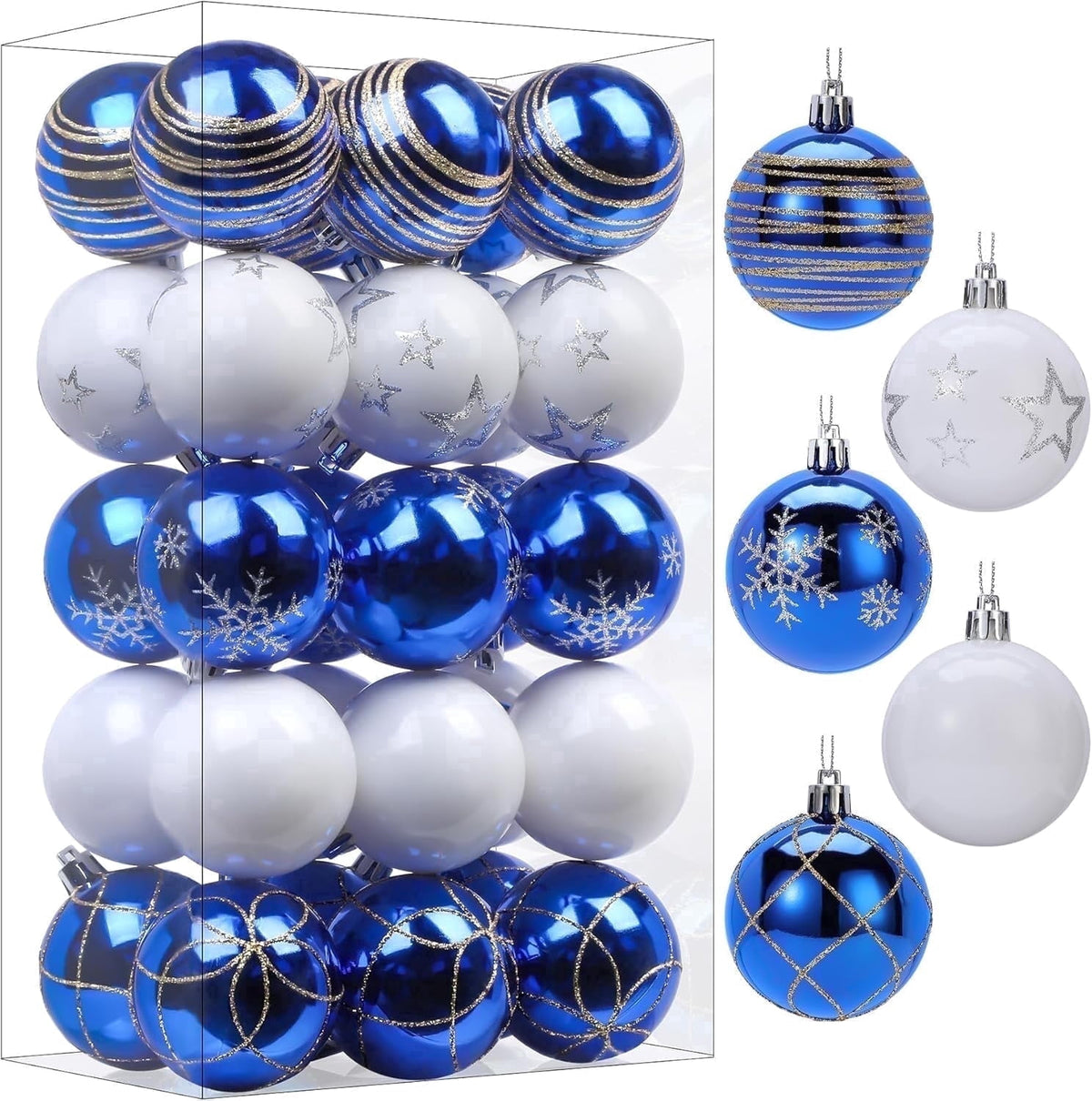 30ct Christmas Ball Ornaments, 2.36 in Shatterproof Xmas Tree Decorations, Plastic Baubles for Holiday, Party, Wedding, or Home Decor, Red & Gold