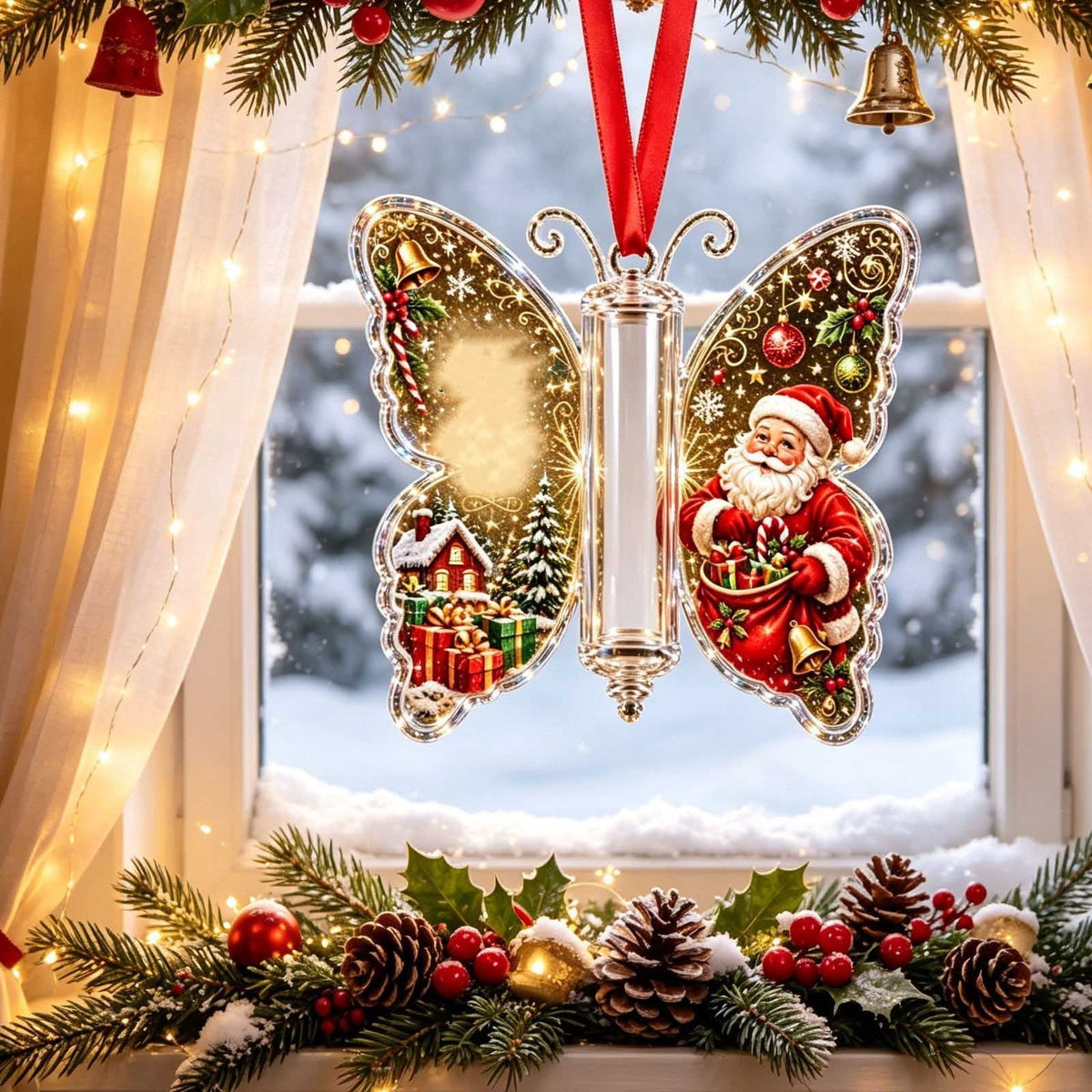 Christmas Cash Gift Stocking Shaped Ornament, Crystal-Clear Cash Holder Ornament with Xmas Stocking Design, Hanging Money Keepsake for Christmas Tree Wreath Garland, Surprise for Family Friends (F)