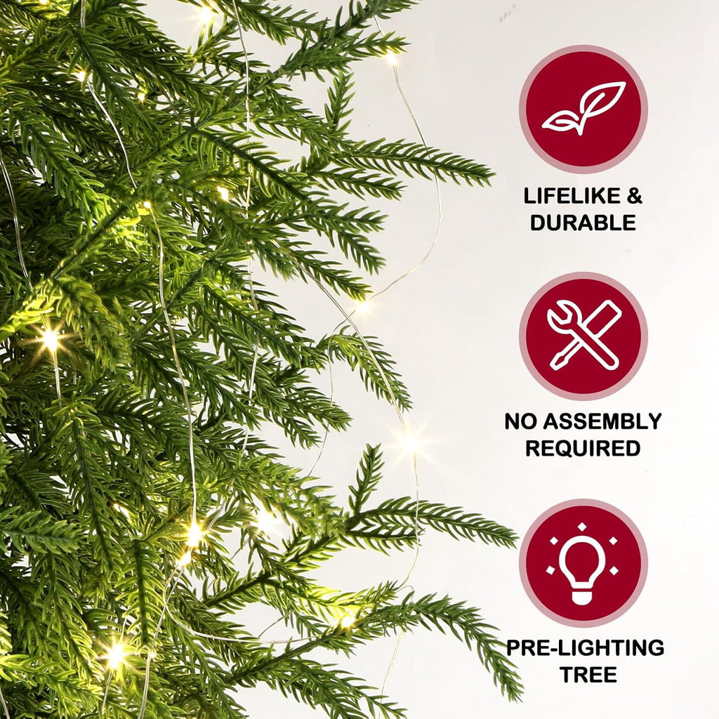 2FT Pre-Lit Artificial Christmas Tree, Lifelike Cypress Potted Xmas Tree with 100 Twinkle LED Lights for Family Fun Indoor Holiday Decor for Indoor