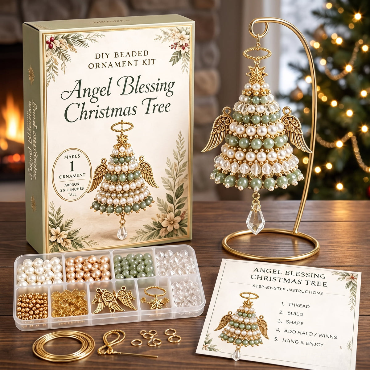 DIY Beaded Christmas Tree Kit, Christmas Decorations Handmade Beads Craft Set, Sparkling Crystal Xmas Ornaments for Tabletop Christmas Decor, Holiday Gifts for Adults by MPOISVA