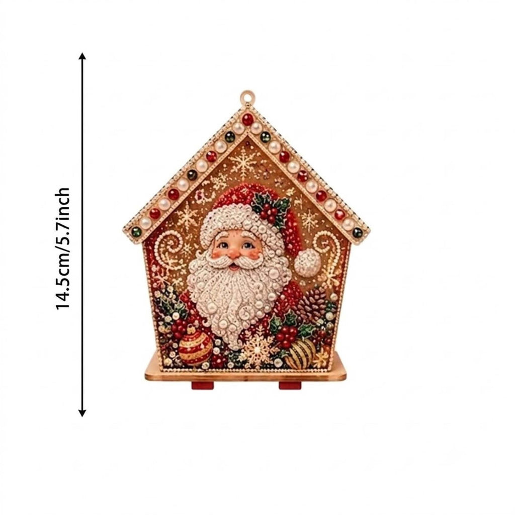 Christmas Pearl Bead Art Kit 3D House Ornament Craft Set For Christmas Tree Tabletop Mantel Shelf And Indoor Winter Holiday Decoration White