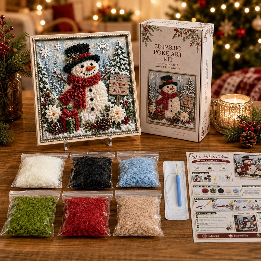Clearance 3D Christmas Wreath Fabric Poke Art Kit, Jesus Poke Art Kits for Adults, Christmas Wreaths Ornament Making Kit for Front Door
