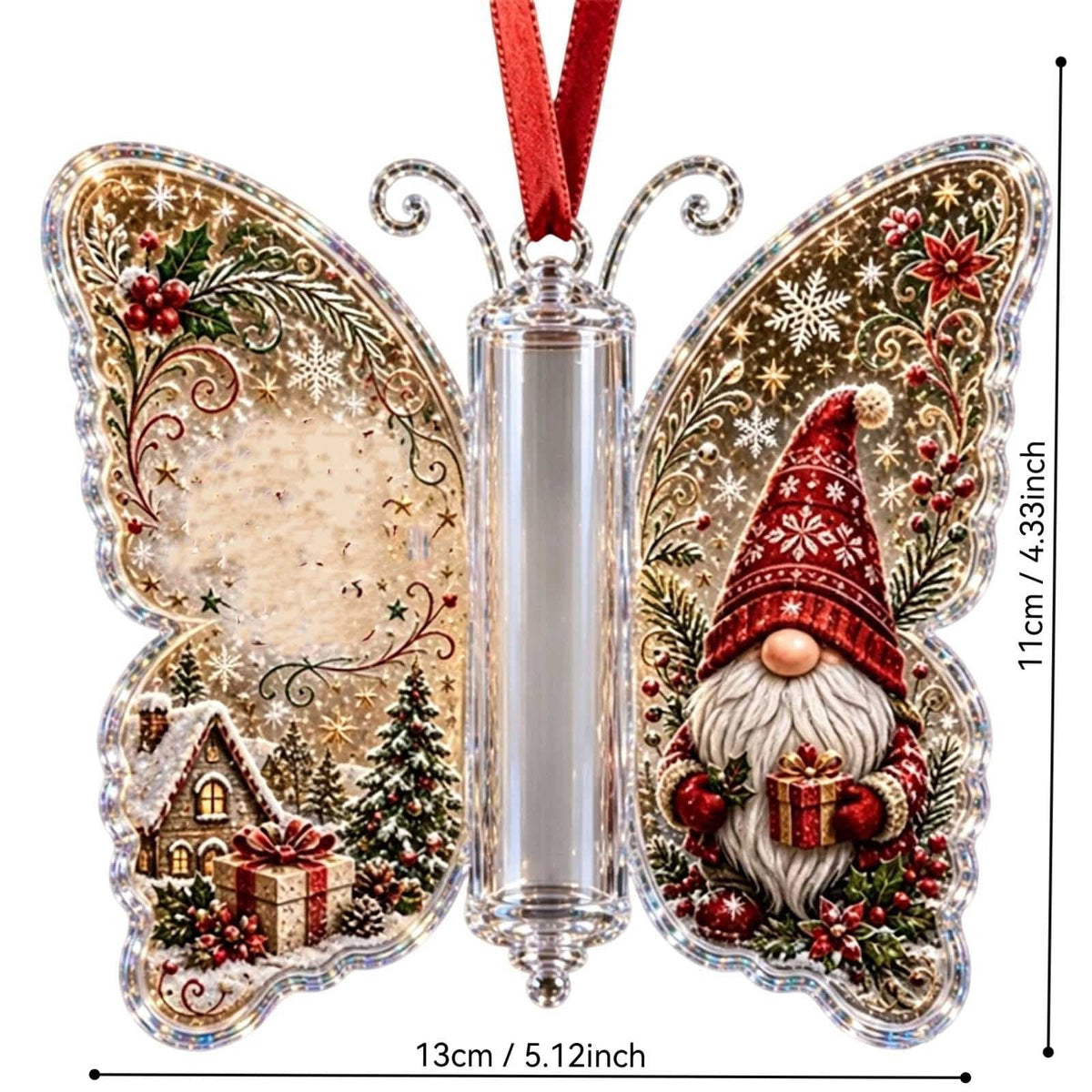 Christmas Cash Gift Stocking Shaped Ornament, Crystal-Clear Cash Holder Ornament with Xmas Stocking Design, Hanging Money Keepsake for Christmas Tree Wreath Garland, Surprise for Family Friends (F)