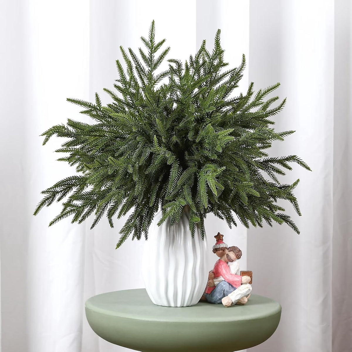 Lolsea 20 Pcs Christmas Norfolk Pine Branches, 18 inch Artificial Pine Branches for Vase, Garland and Table & Christmas Decor