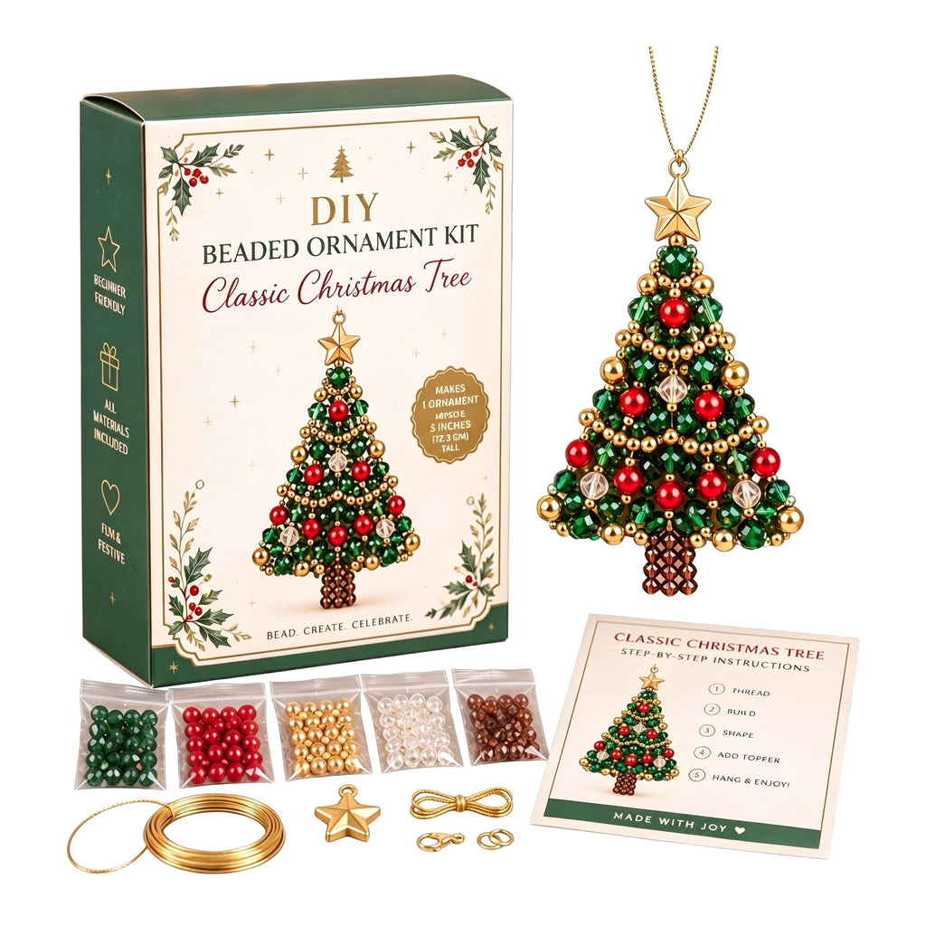 DIY Beaded Christmas Tree Kit, Christmas Decorations Handmade Beads Craft Set, Sparkling Crystal Xmas Ornaments for Tabletop Christmas Decor, Holiday Gifts for Adults by MPOISVA
