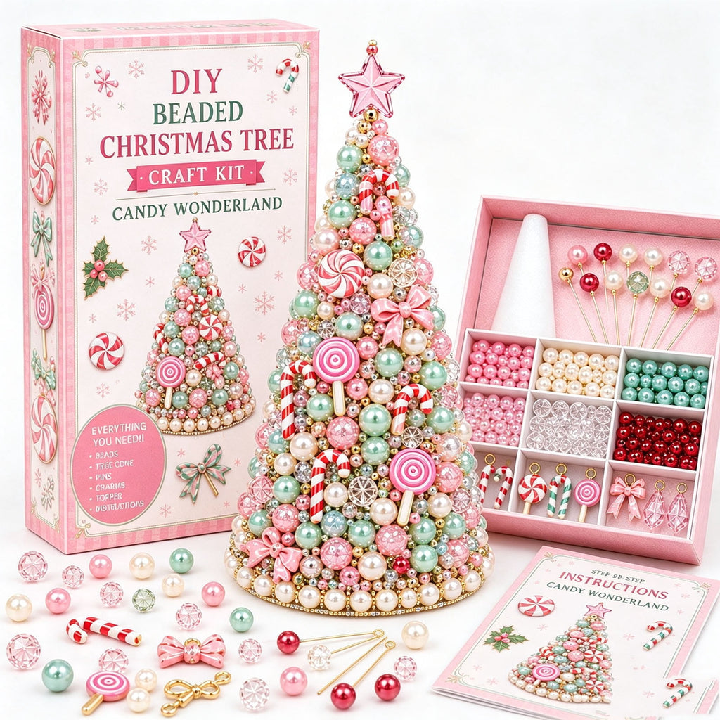 DIY Beaded Christmas Tree Craft Kit Christmas Decorations, 3D Candy Beaded Christmas Tree Craft Kit Christmas Decor, Christmas Crafts for Adults