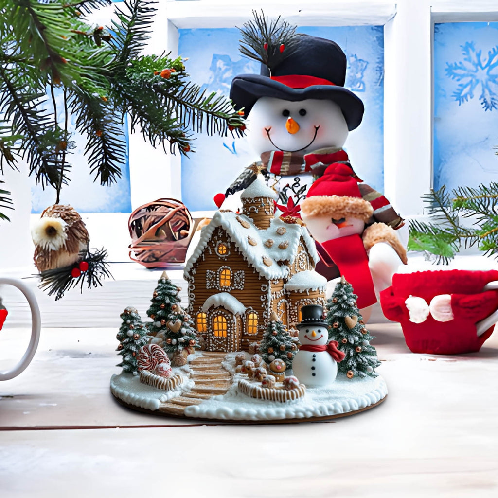 PEIBang Christmas Table Decorations,Snow House Decor Christmas Centerpiece,Christmas Village Houses for Home Office