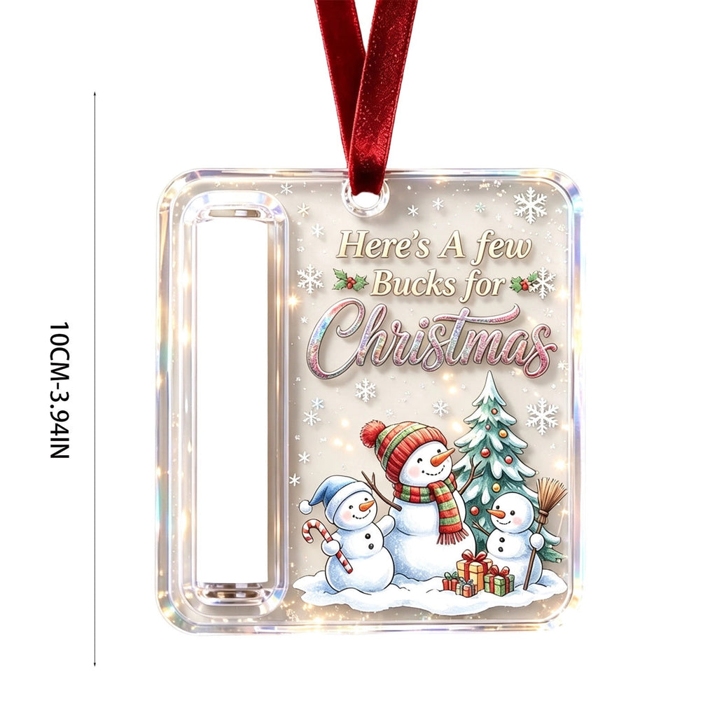 Christmas Cash Gift Stocking Shaped Ornament, Crystal-Clear Cash Holder Ornament with Xmas Stocking Design, Hanging Money Keepsake for Christmas Tree Wreath Garland, Surprise for Family Friends (F)