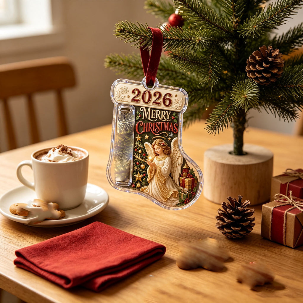 Christmas Cash Gift Stocking Shaped Ornament, Crystal-Clear Cash Holder Ornament with Xmas Stocking Design, Hanging Money Keepsake for Christmas Tree Wreath Garland, Surprise for Family Friends (F)