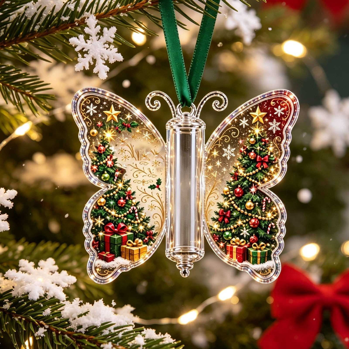 Christmas Cash Gift Stocking Shaped Ornament, Crystal-Clear Cash Holder Ornament with Xmas Stocking Design, Hanging Money Keepsake for Christmas Tree Wreath Garland, Surprise for Family Friends (F)