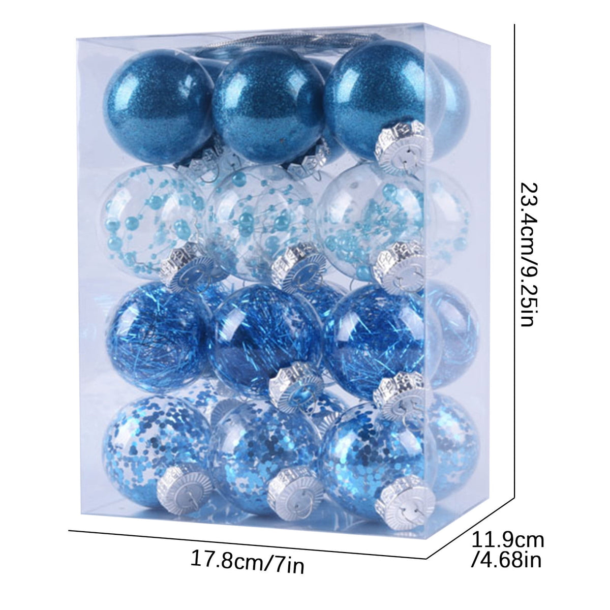 PEONAVET 24Pcs Christmas Balls Ornaments for Xmas Christmas Tree - Shatterproof Christmas Tree Decorations Hanging Ball for Holiday Wedding Party Decoration (Blue, 2.36"-6CM) Merry Christmas