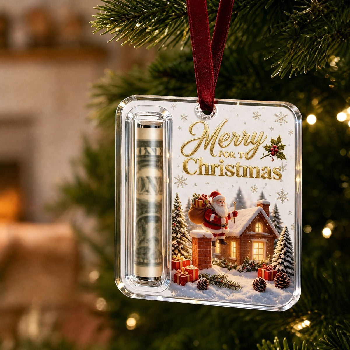 Clearance! Christmas Cash Gift Ornament, Christmas Money Holder for Cash, Christmas Decorations Gift (Merry Christmas)