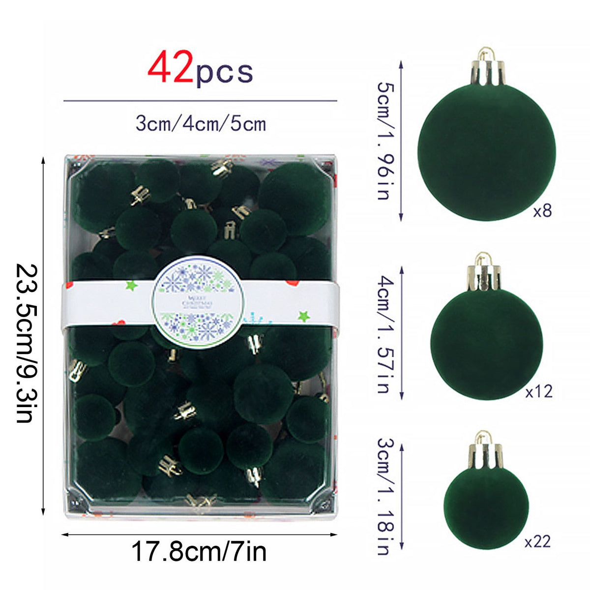 Christmas Ball Ornaments 42 Piece Flocked Gold Tan Velvet Assorted Box Set Tree Hanging Baubles