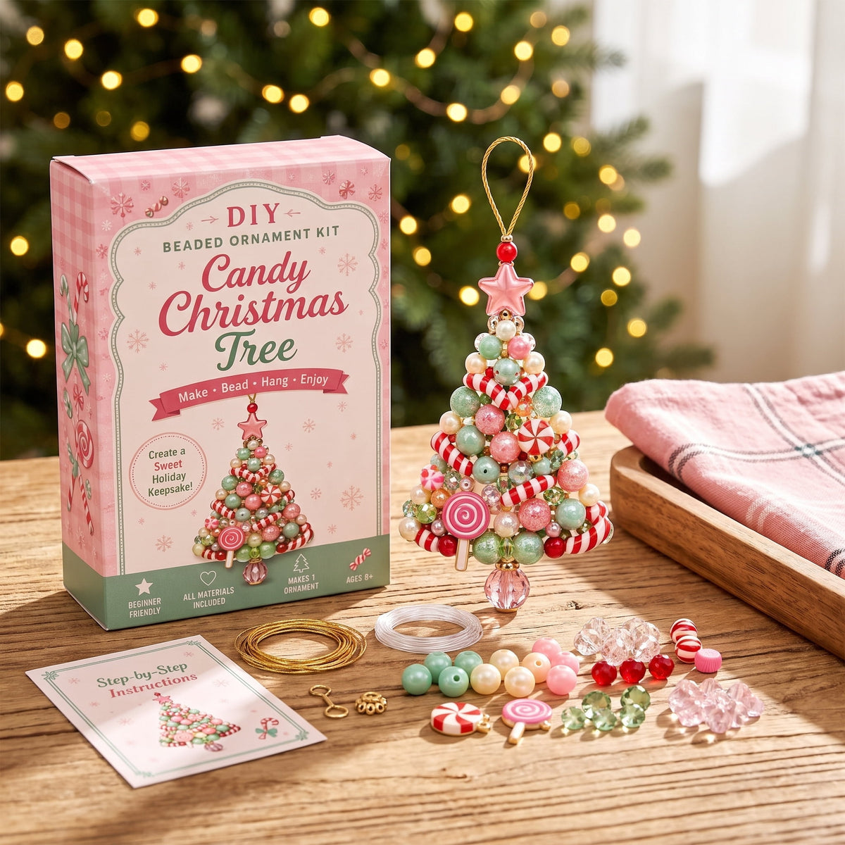 DIY Beaded Christmas Tree Kit, Christmas Decorations Handmade Beads Craft Set, Sparkling Crystal Xmas Ornaments for Tabletop Christmas Decor, Holiday Gifts for Adults by MPOISVA