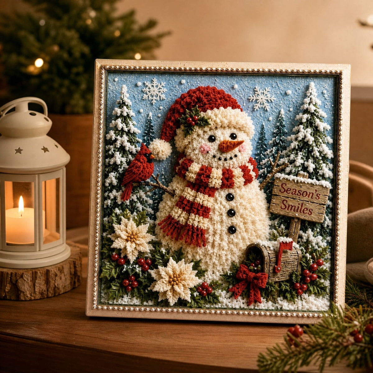 Clearance 3D Christmas Wreath Fabric Poke Art Kit, Jesus Poke Art Kits for Adults, Christmas Wreaths Ornament Making Kit for Front Door