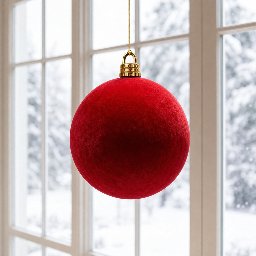 Adornos Para Arbol De Navidad, Shatterproof Big Red Ball Ornament, Soft Oversized Commercial Hanging Velvet Christmas Decor for Mall, Hotel, Staircase